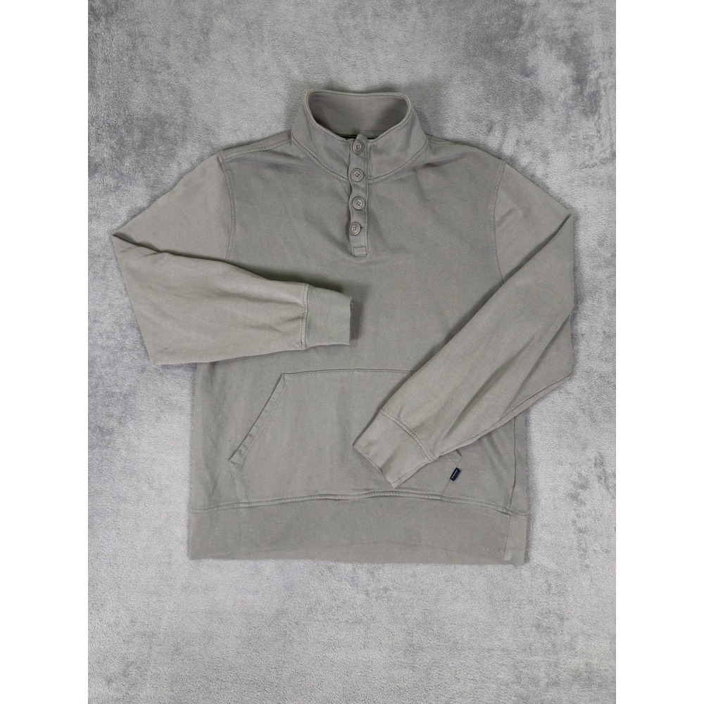 Lucky Brand Sweater Mens Large Gray‎ Long Sleeve Pull Over 1/4 Button Collared